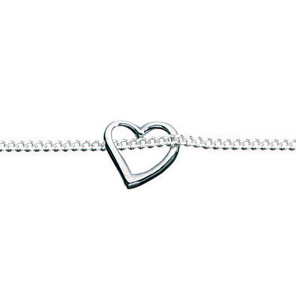 Gecko Jewellery Sterling Silver Heart Anklet – 23cm Slip-On Chain