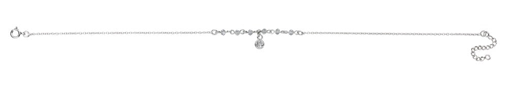 Gecko Jewellery Sterling Silver Charm Anklet with Clear Cubic Zirconia