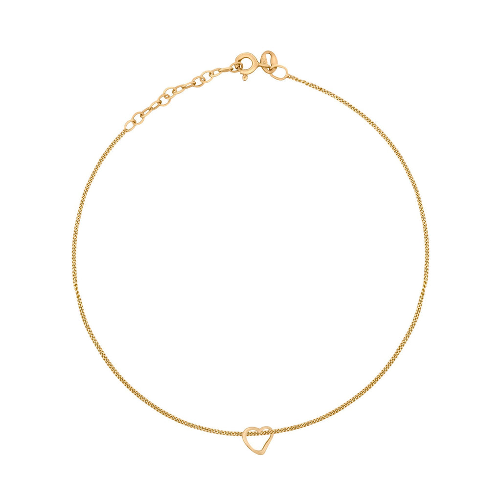 Gecko Jewellery Sterling Silver Heart Anklet – 23cm Slip-On Chain