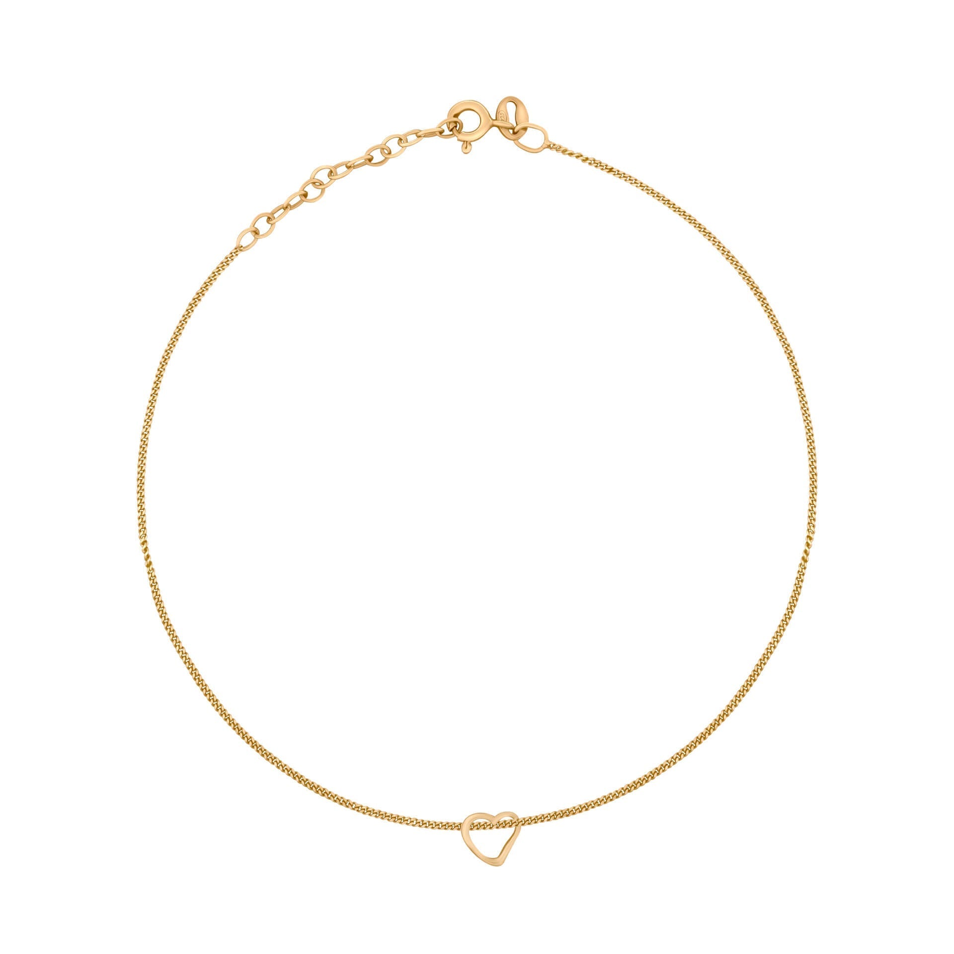 Gecko Jewellery Sterling Silver Heart Anklet – 23cm Slip-On Chain