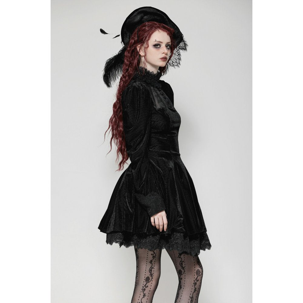 Dark in Love Inez Gown – Elegant Gothic Velvet and Lace Long Dress