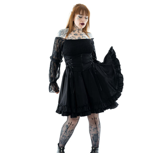 Poizen Industries Kabibi Black Off-Shoulder Lace Corset Dress