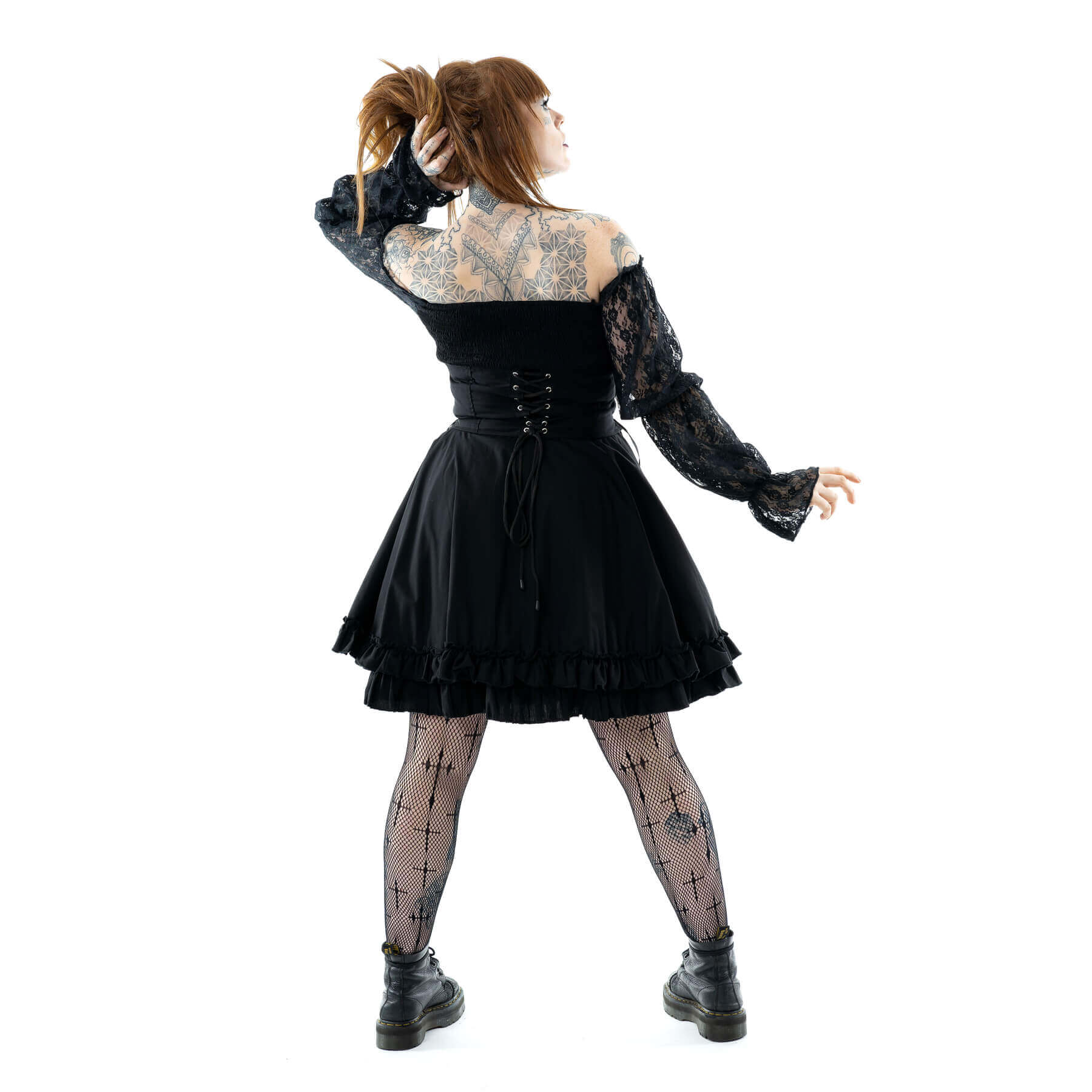 Poizen Industries Kabibi Black Off-Shoulder Lace Corset Dress