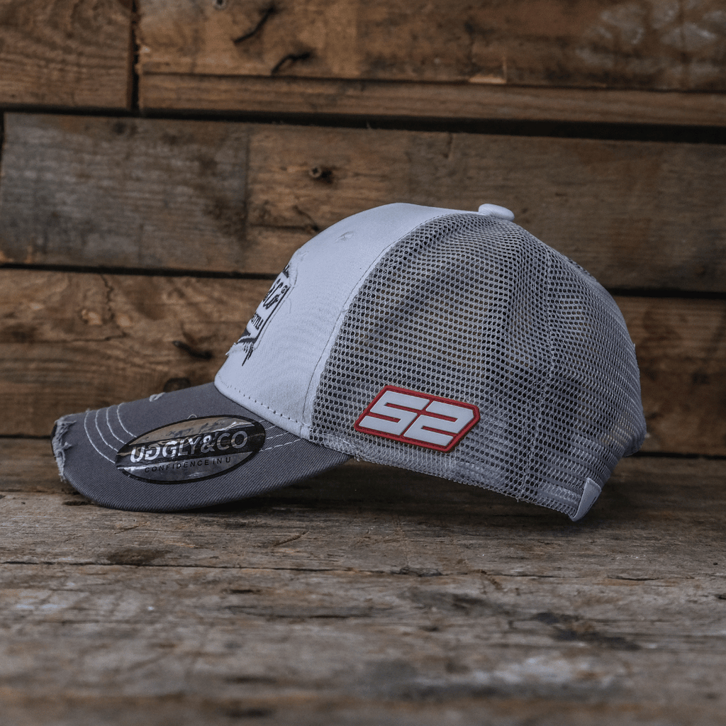 Uggly and Co Diamond Trucker Hat – Vintage Grey & White Distressed Cap