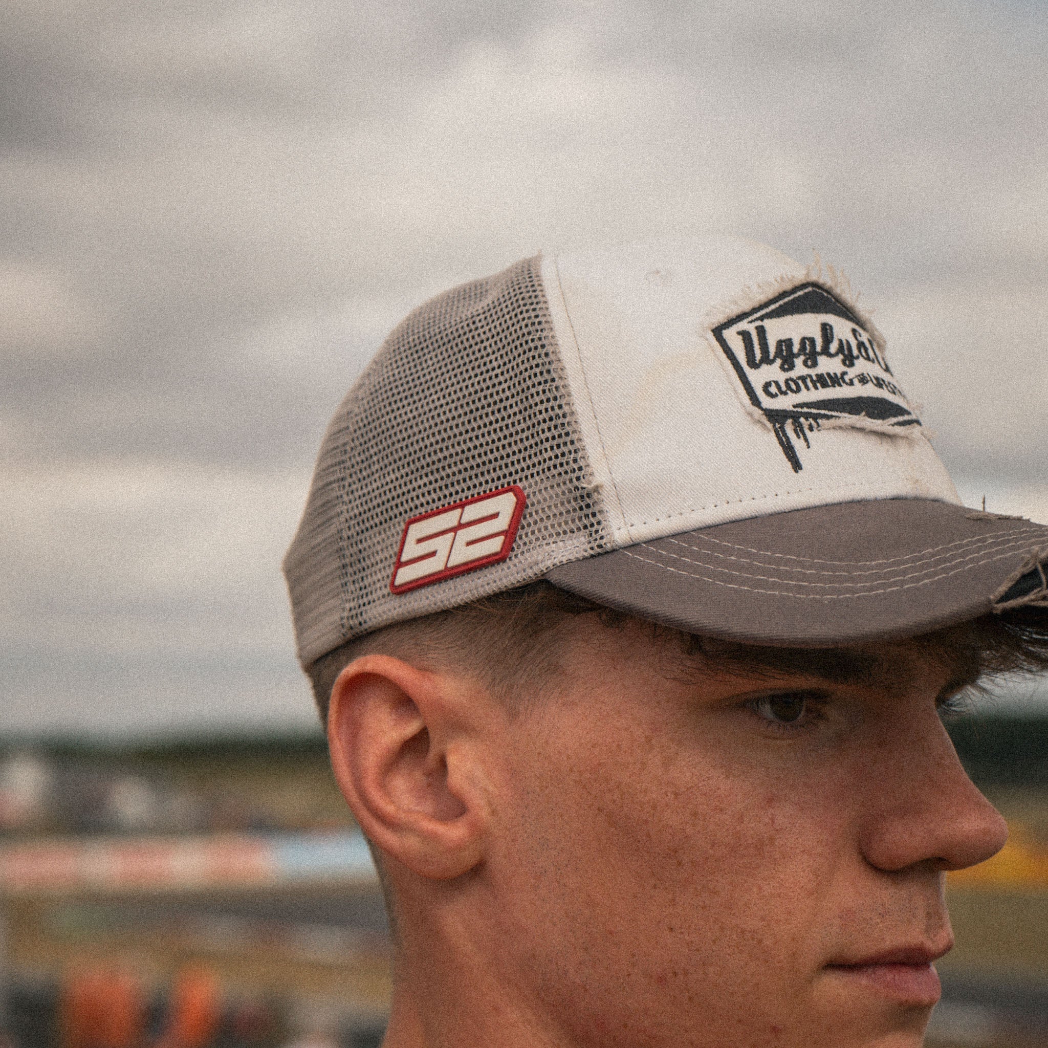 Uggly and Co Diamond Trucker Hat – Vintage Grey & White Distressed Cap