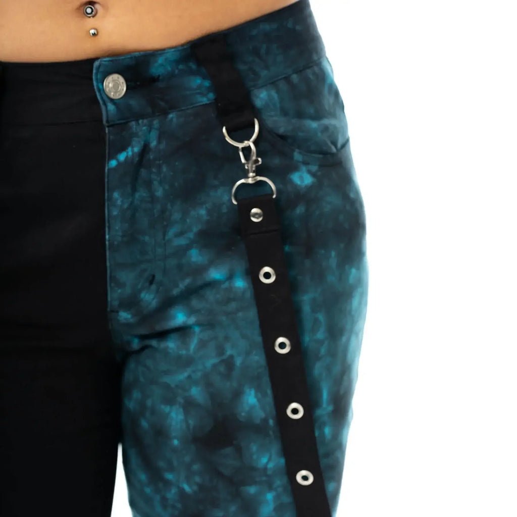 Vixxsin Kaori Pants – Black and Blue Tie-Dye Goth Cyberpunk Trousers