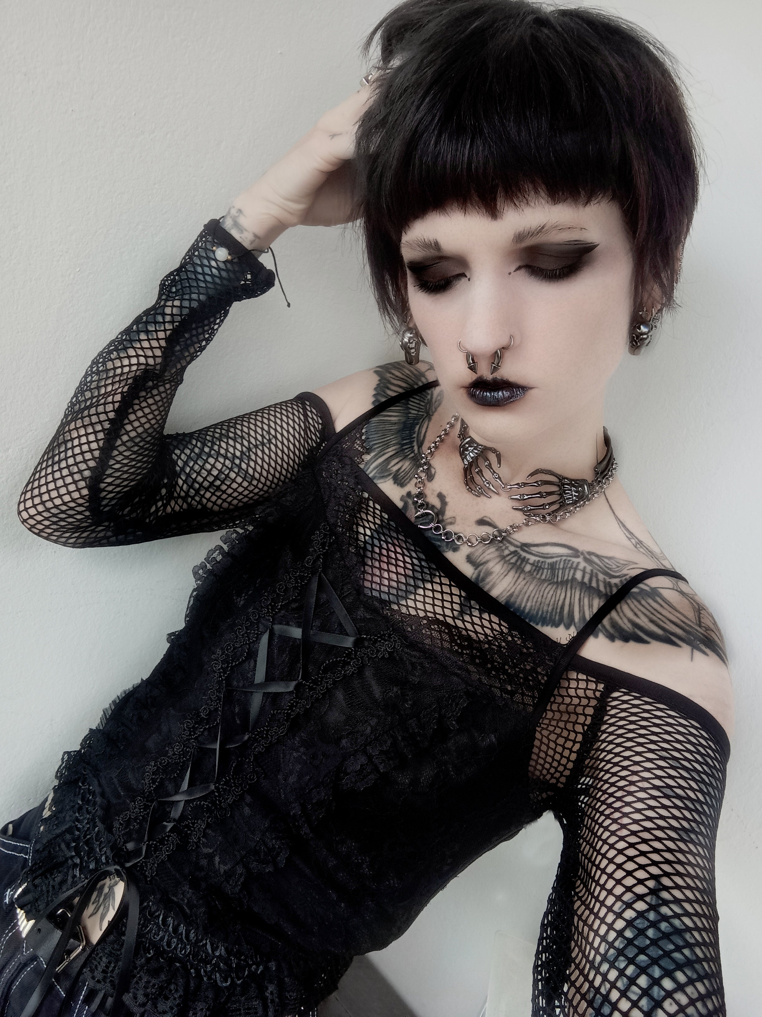 Dark in Love Black Lace Court Lace-Up Camisole | Gothic Corset Top