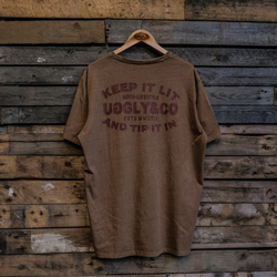 Uggly and Co Malt Brown Flat Track Racing Heavyweight Cotton T-Shirt
