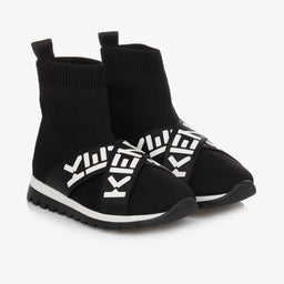 Kenzo Women's Black Sock Sneakers | Logo Elastic Slip-On Trainers