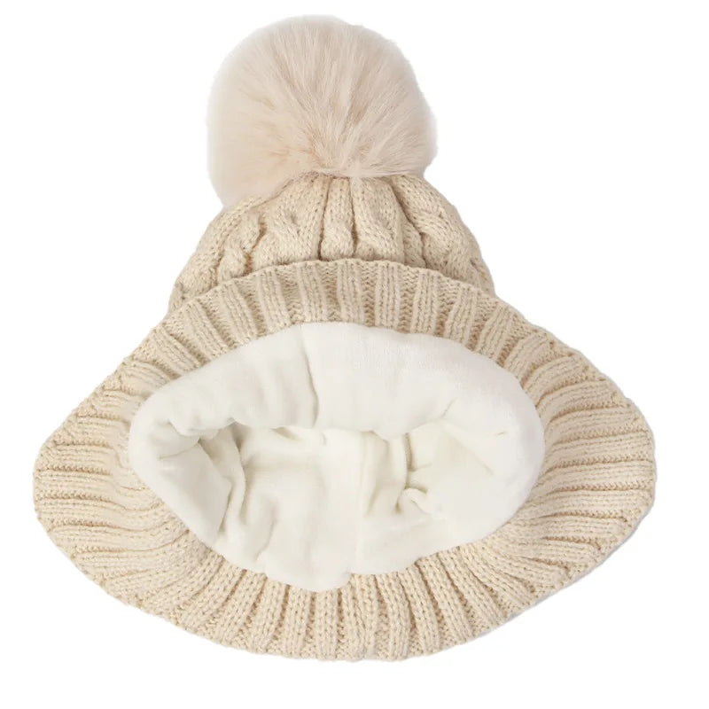 Kids 3-Piece Knitted Winter Set – Hat Scarf Gloves with Fleece Lining