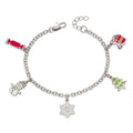 Gecko Kidsmas Charm Bracelet | Silver Plated Brass with Enamel & Crystals