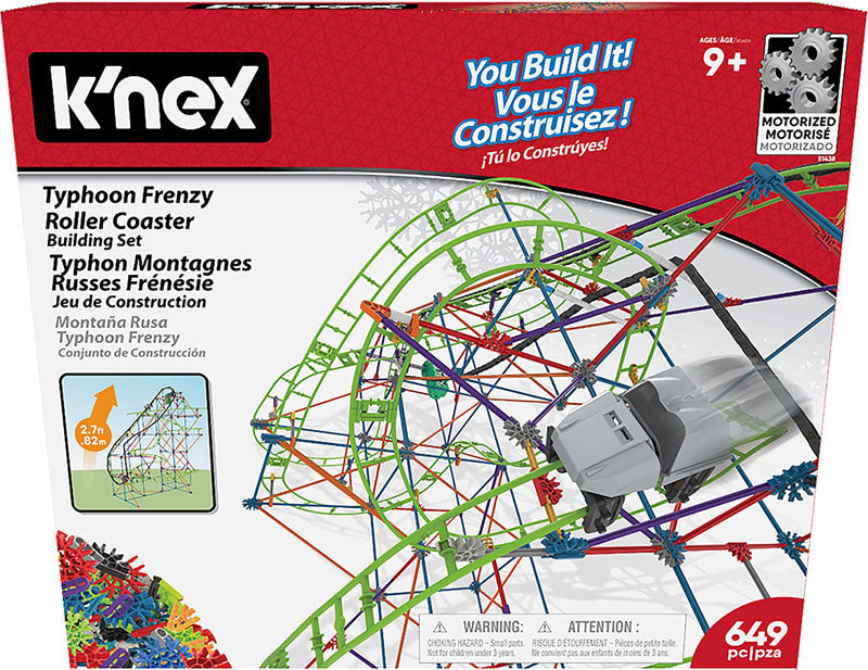 K'NEX Typhoon Frenzy Roller Coaster Building Set - 640 Piece STEM Toy