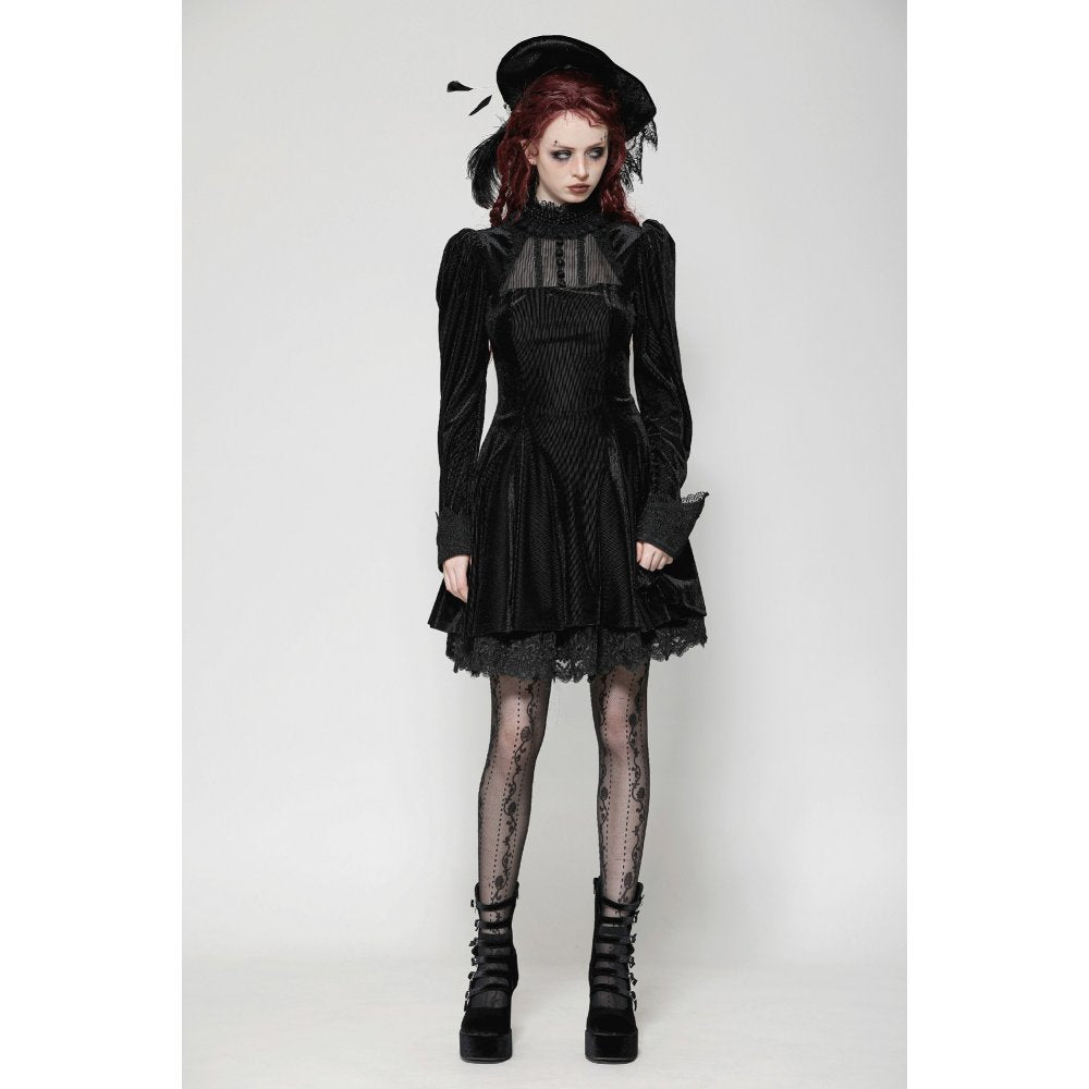 Dark in Love Inez Gown – Elegant Gothic Velvet and Lace Long Dress
