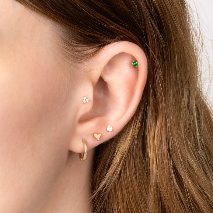Gecko Jewellery Plain Heart Labret Stud Earring | Sterling Silver