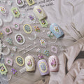 LuLuFun Studio Lace and Flower Nail Deco Stickers - Floral Nail Art Decals