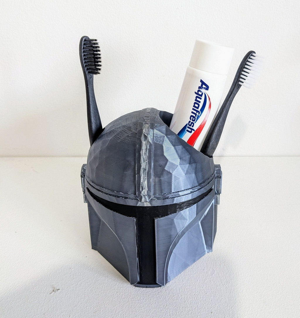 Mandalorian Helmet Toothbrush & Pen Holder | Chaddyverse Large PLA