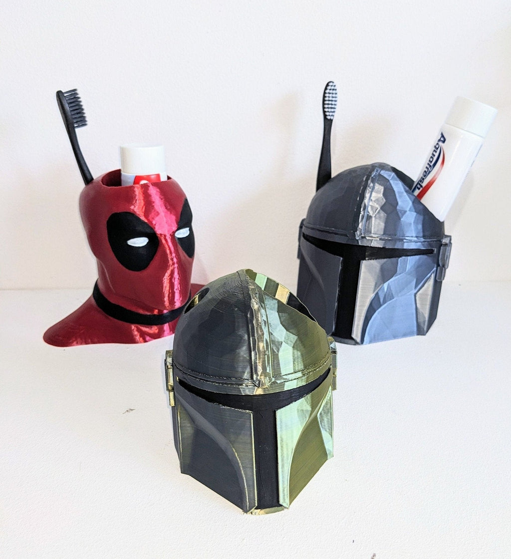 Mandalorian Helmet Toothbrush & Pen Holder | Chaddyverse Large PLA