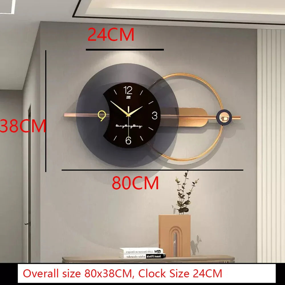 Large Modern Nordic Wall Clock – Double-Layer Silent Art Design (80 cm)