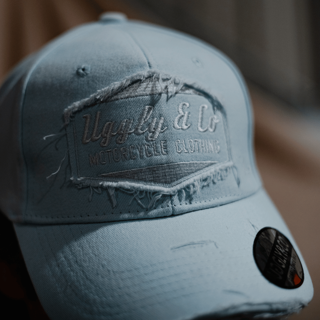 Uggly and Co Arctic Blue Diamond Vintage Cap – Acid Wash Distressed Hat