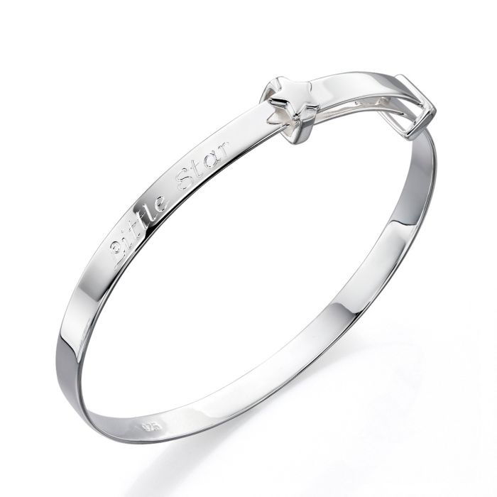 Gecko Jewellery Sterling Silver Star Motif Expandable Baby Bangle