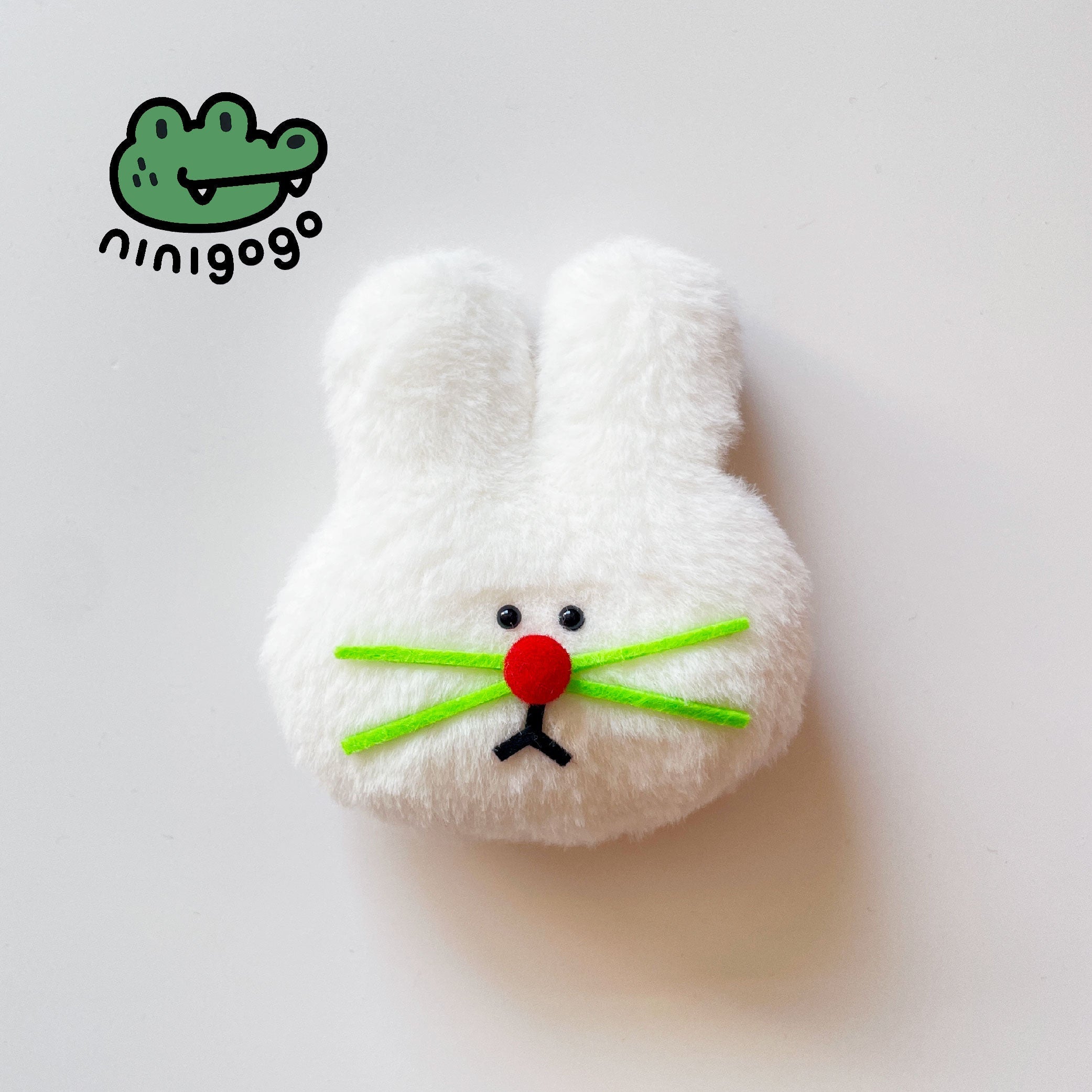 LuLuFun Studio White Bunny Plush Charm – Handmade Polar Fleece Toy