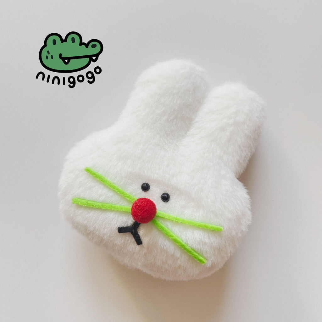 LuLuFun Studio White Bunny Plush Charm – Handmade Polar Fleece Toy