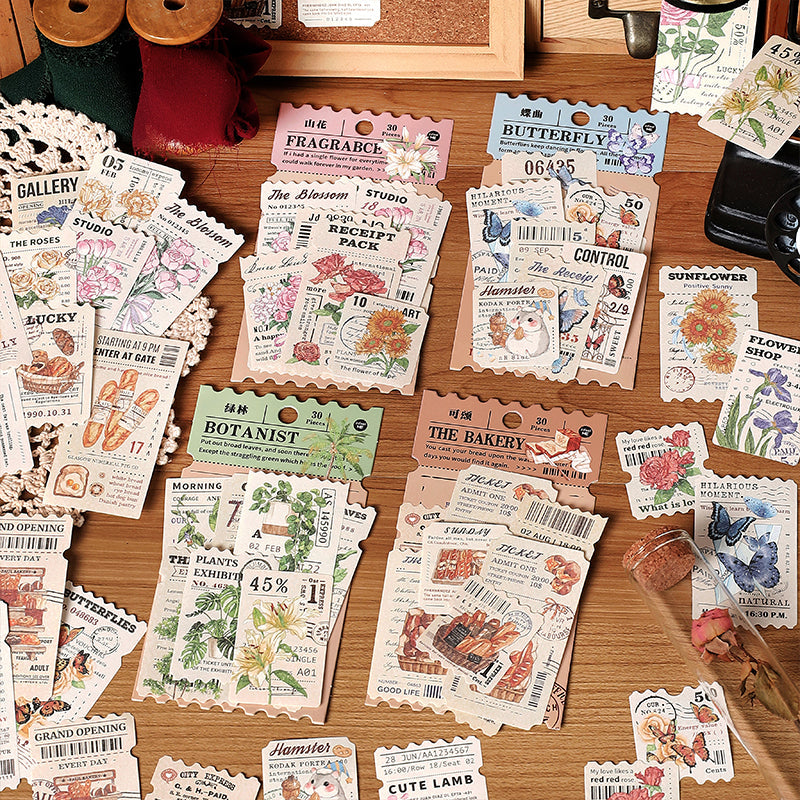 LuLuFun Studio Life Poem Aesthetic Paper Stickers for Journaling, 30pc