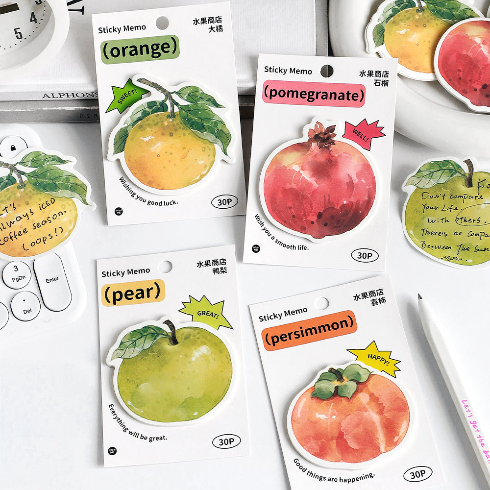Fruit Shop Sticky Notes by LuLuFun Studio – Cute 30 Sheet Paper Pad