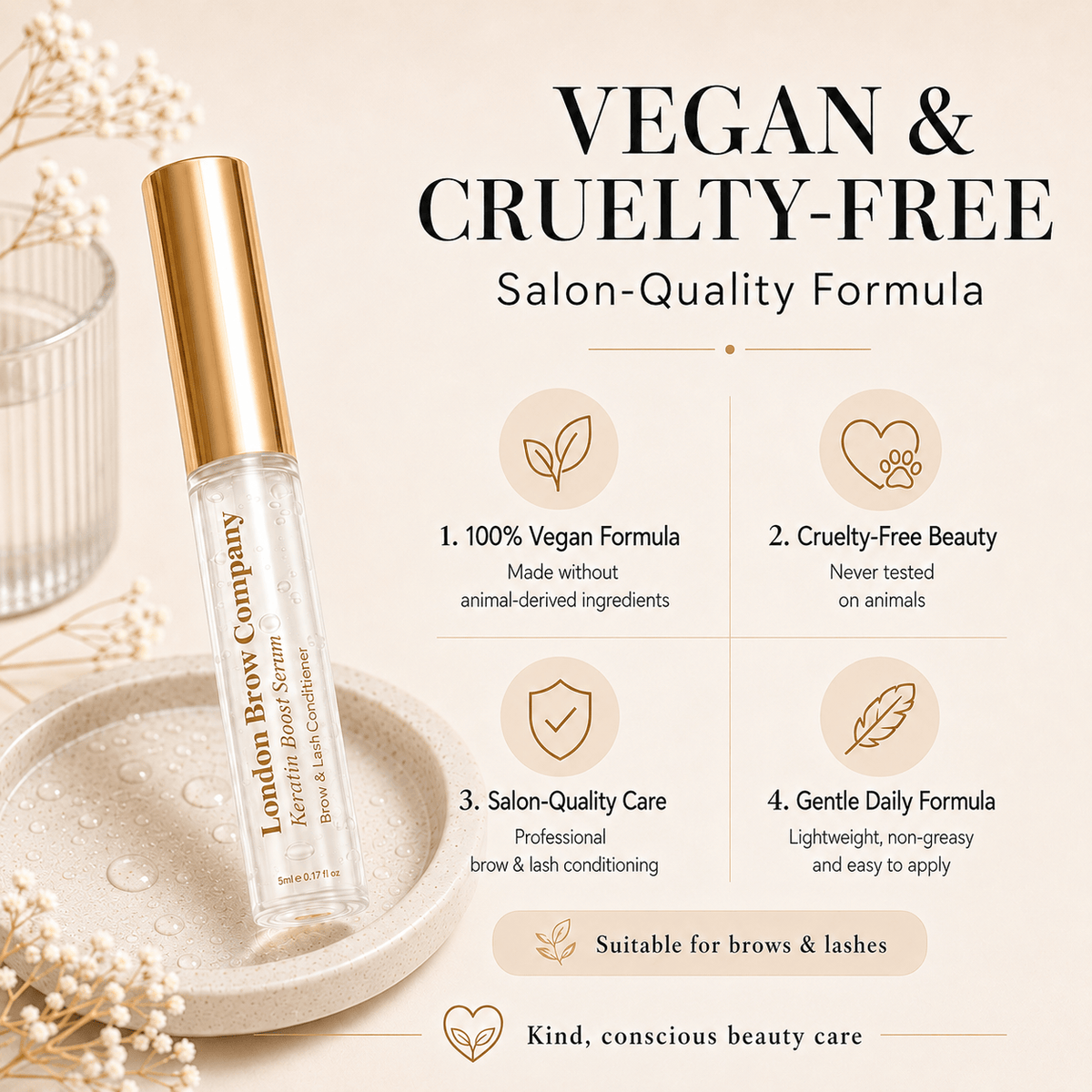 London Brow Keratin Brow & Lash Boost Serum - Vegan Aftercare Treatment