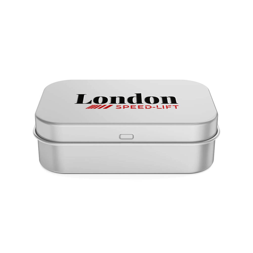 London Brow Lash Shield Racing Storage Tin | Durable Metal Organizer