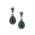 Alchemy Gothic Skull Earrings – Green Austrian Crystal Pewter Dangles