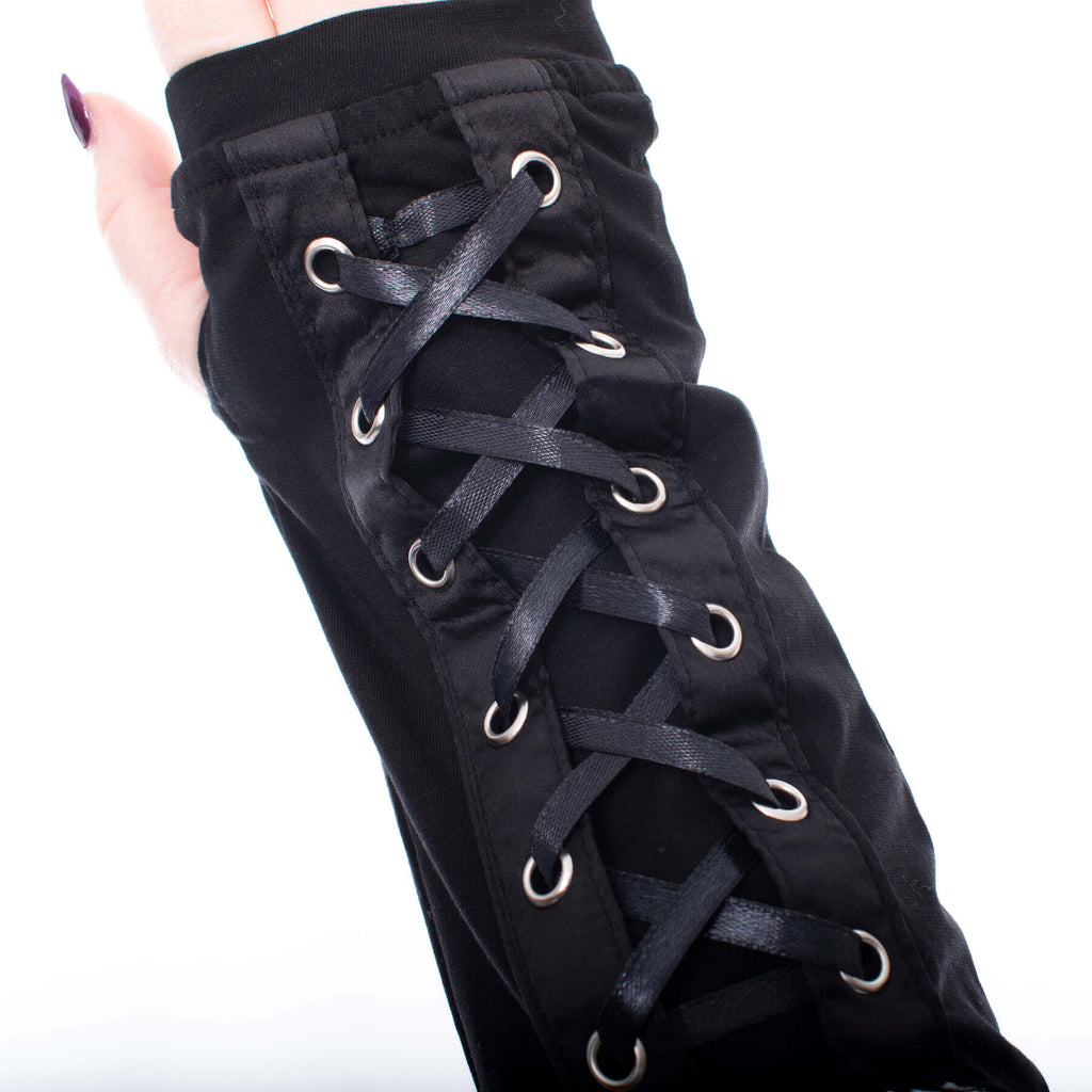 Heartless Luna Arm Warmers in Black – Soft Cotton Blend Sleeve Covers