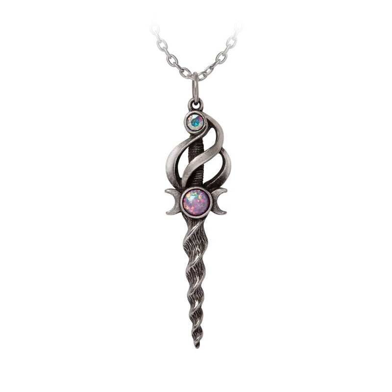 Alchemy Gothic Lunacorn Wand Pendant – English Pewter & Austrian Crystal