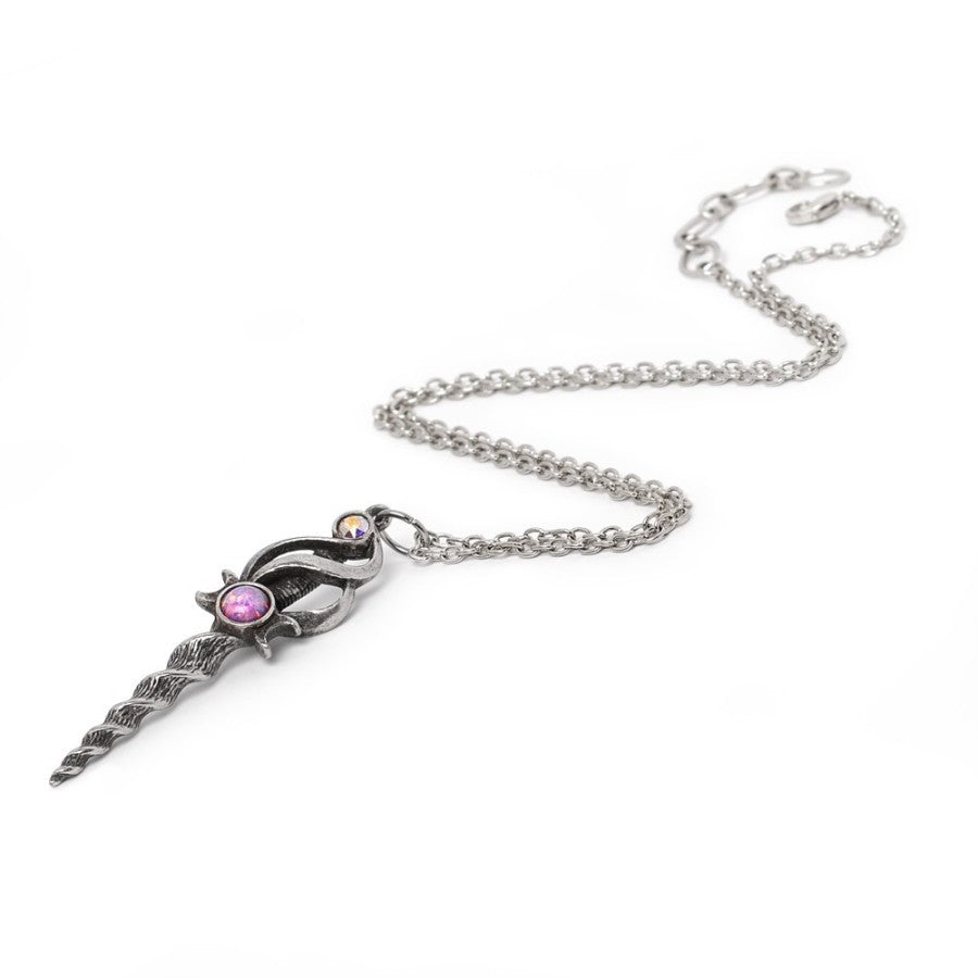Alchemy Gothic Lunacorn Wand Pendant – English Pewter & Austrian Crystal