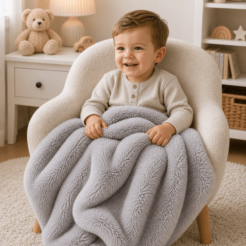For Your Little One Luxury Faux Fur Baby Blanket - Grey - 90x100cm