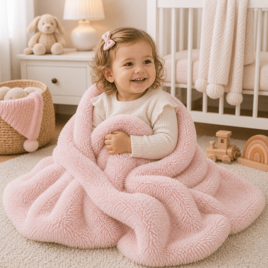 For Your Little One Pink Faux Fur Baby Blanket – Plush Velour Lining