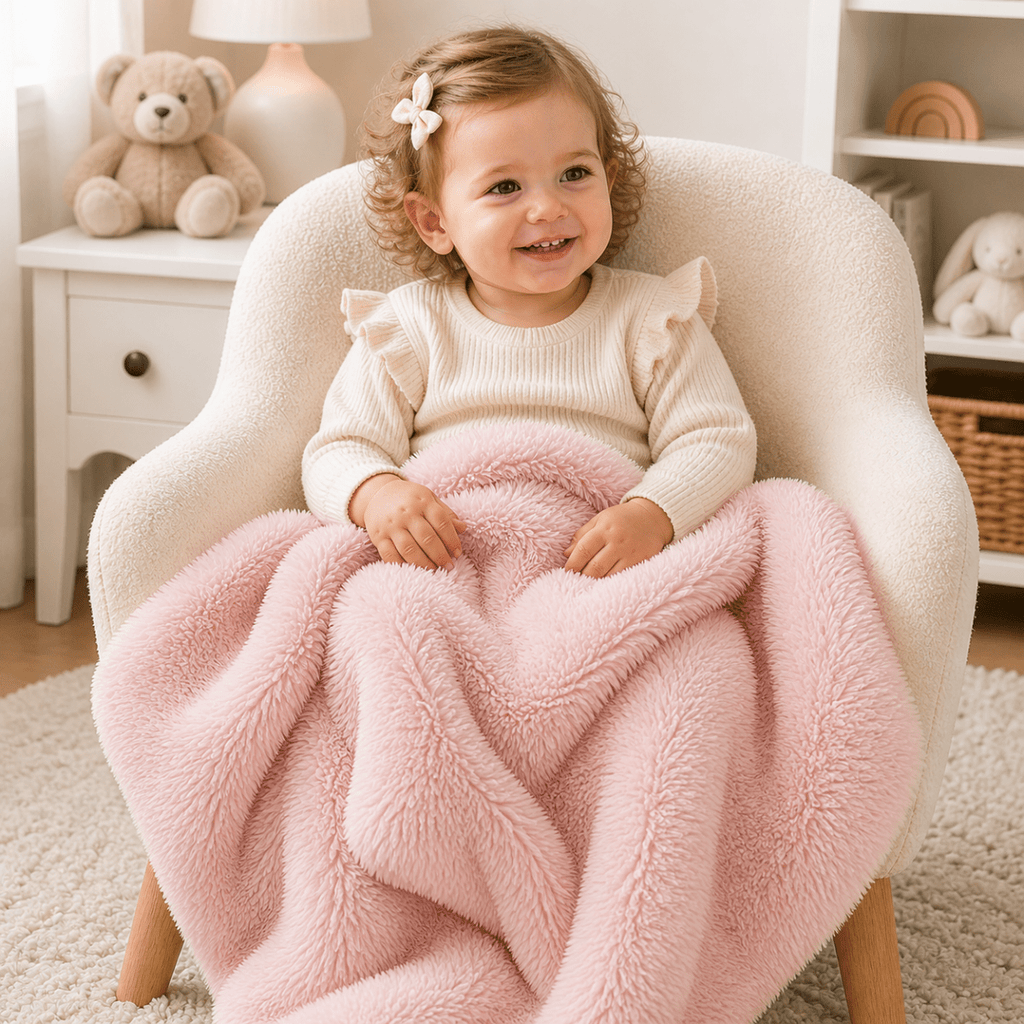 For Your Little One Pink Faux Fur Baby Blanket – Plush Velour Lining