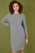 Yumi Grey Cable Knit Tunic Dress