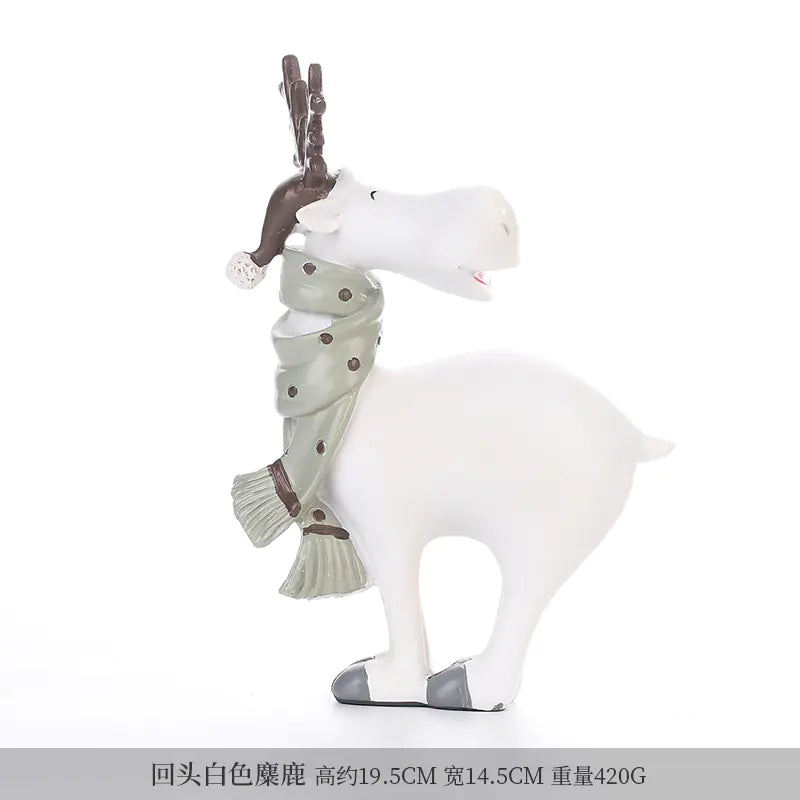 Nordic Elk Decorative Resin Figurine – Pastel Home Ornament (3 Colours)