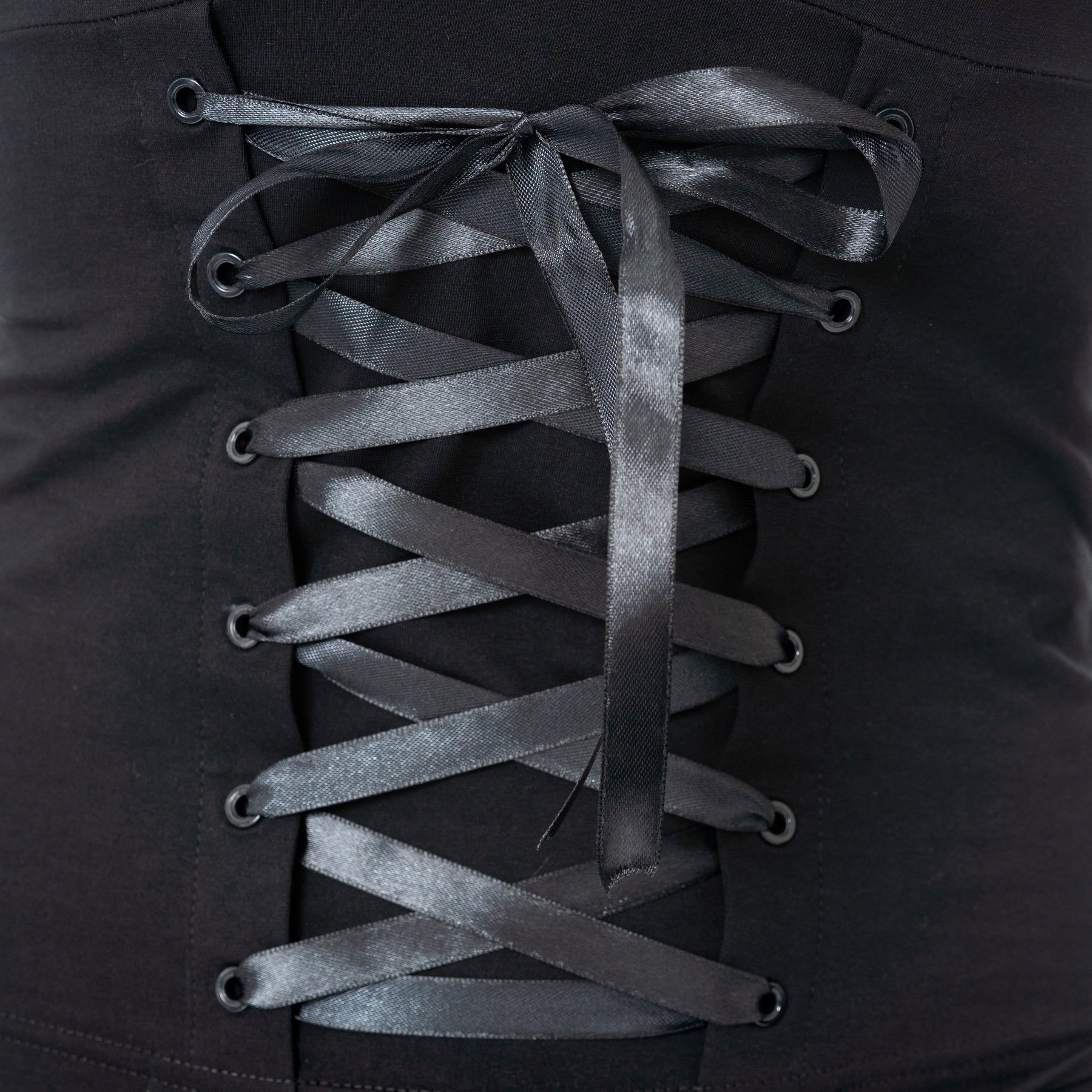 Poizen Industries Maelys Top – Black Gothic Bell Sleeve Lace-Up Top