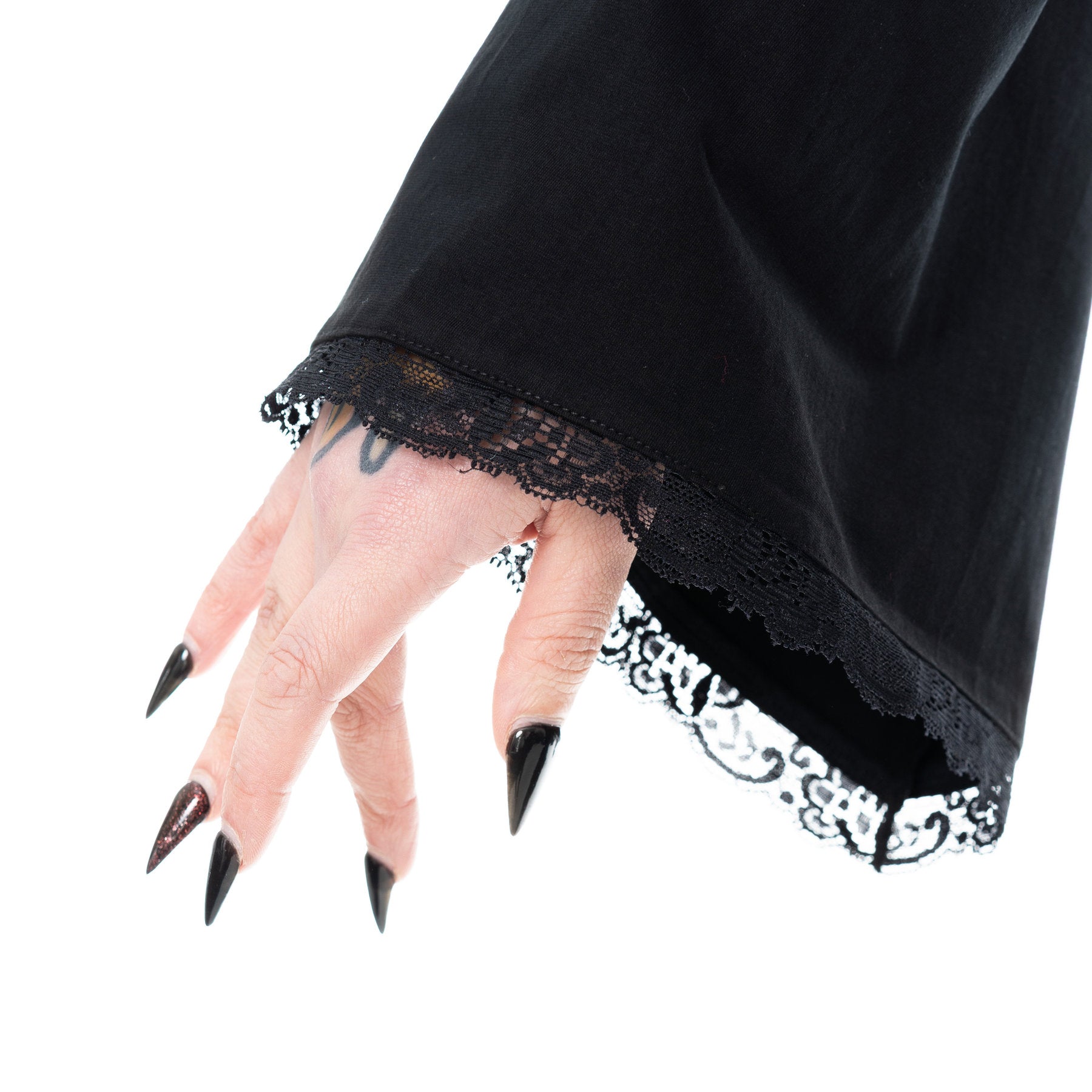 Poizen Industries Maelys Top – Black Gothic Bell Sleeve Lace-Up Top