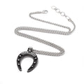 Alchemy Gothic Mala Fortuna Horseshoe Skull Necklace | English Pewter