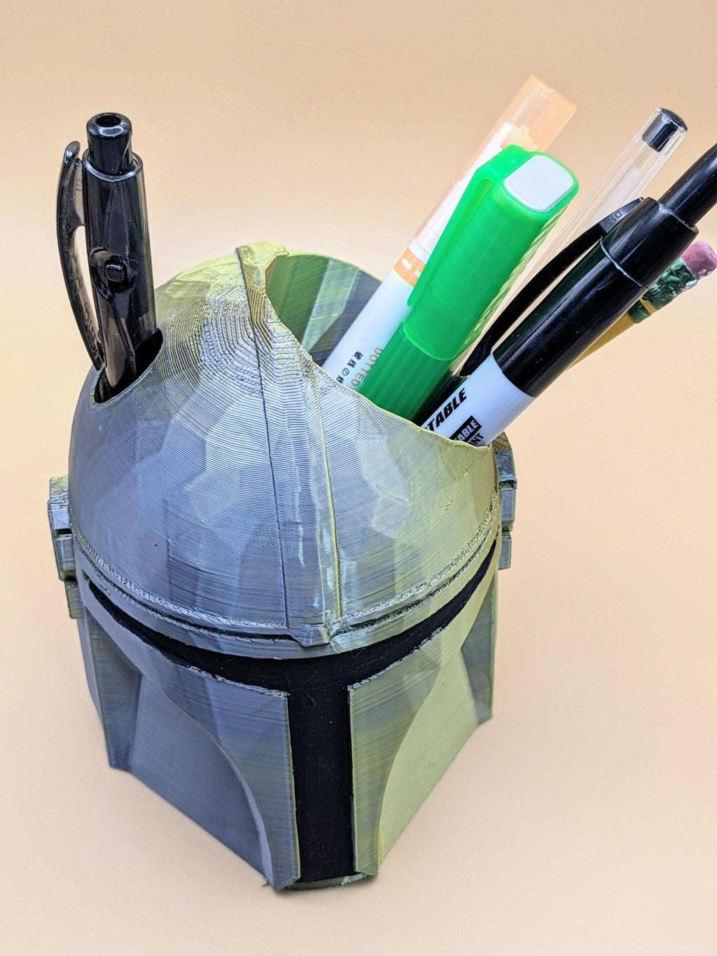 Chaddyverse Mandalorian Helmet Pen Holder | Star Wars Desk Organizer