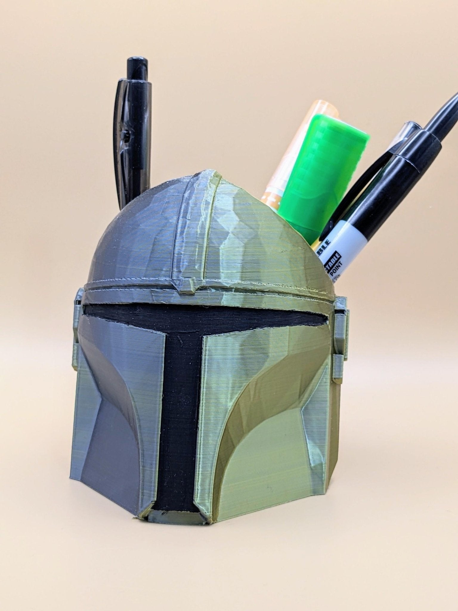 Chaddyverse Mandalorian Helmet Pen Holder | Star Wars Desk Organizer