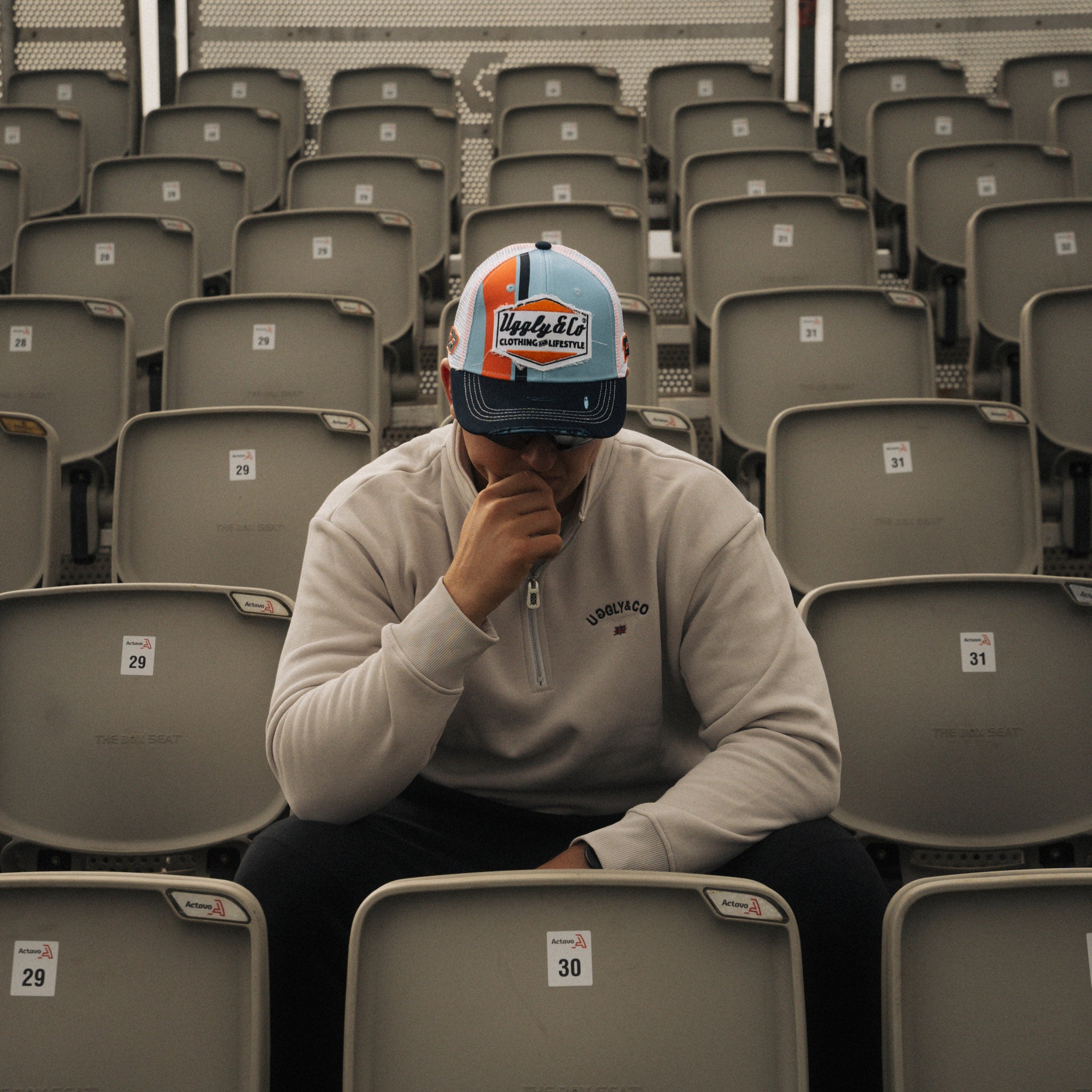 Uggly & Co Gulf Racing Trucker Hat – Retro Blue & Orange Diamond Cap