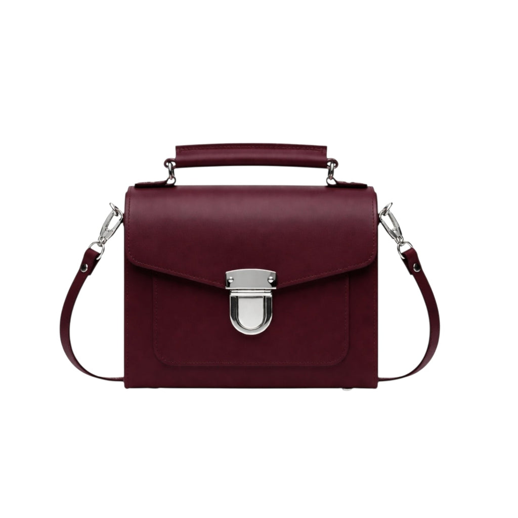 Handmade Leather Sugarcube Handbag - Marsala Red