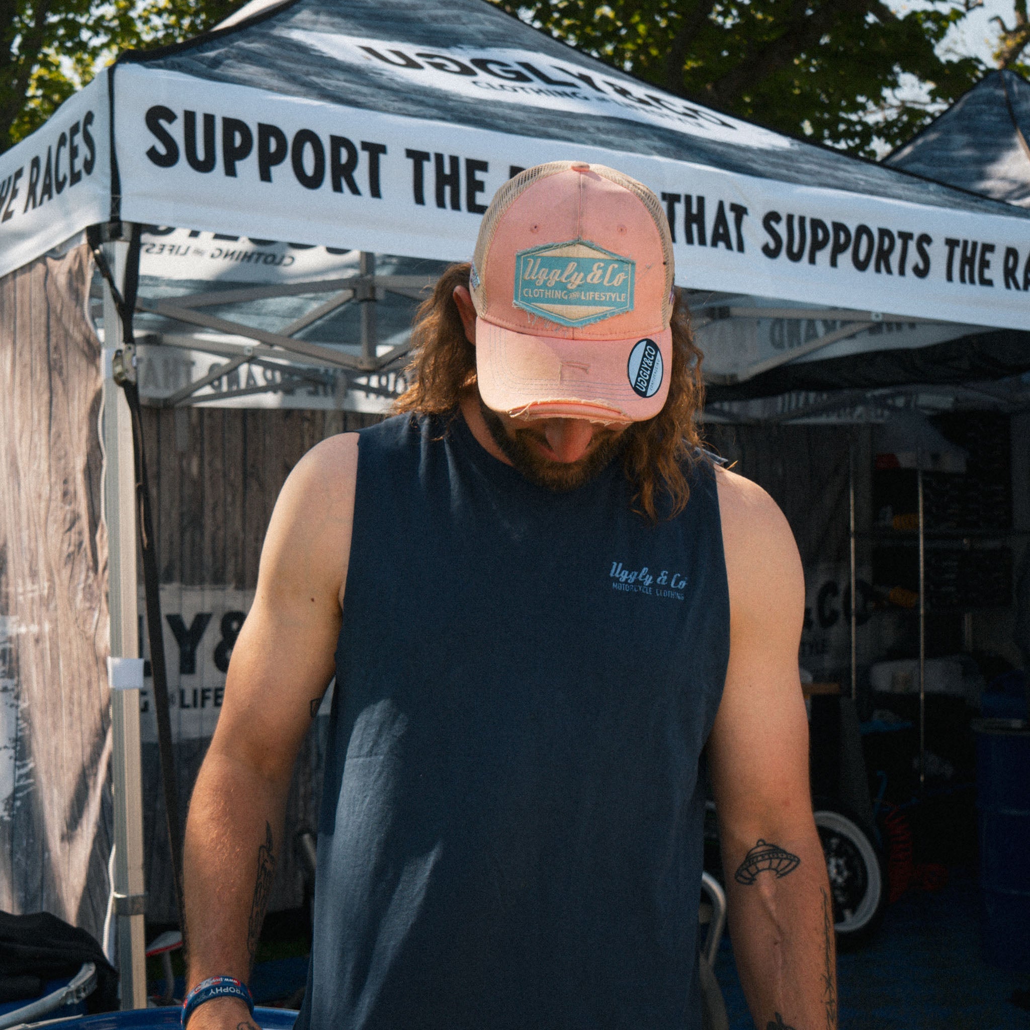 Uggly & Co Pastel Pink & Blue Diamond Trucker Hat – Vintage Mesh Cap
