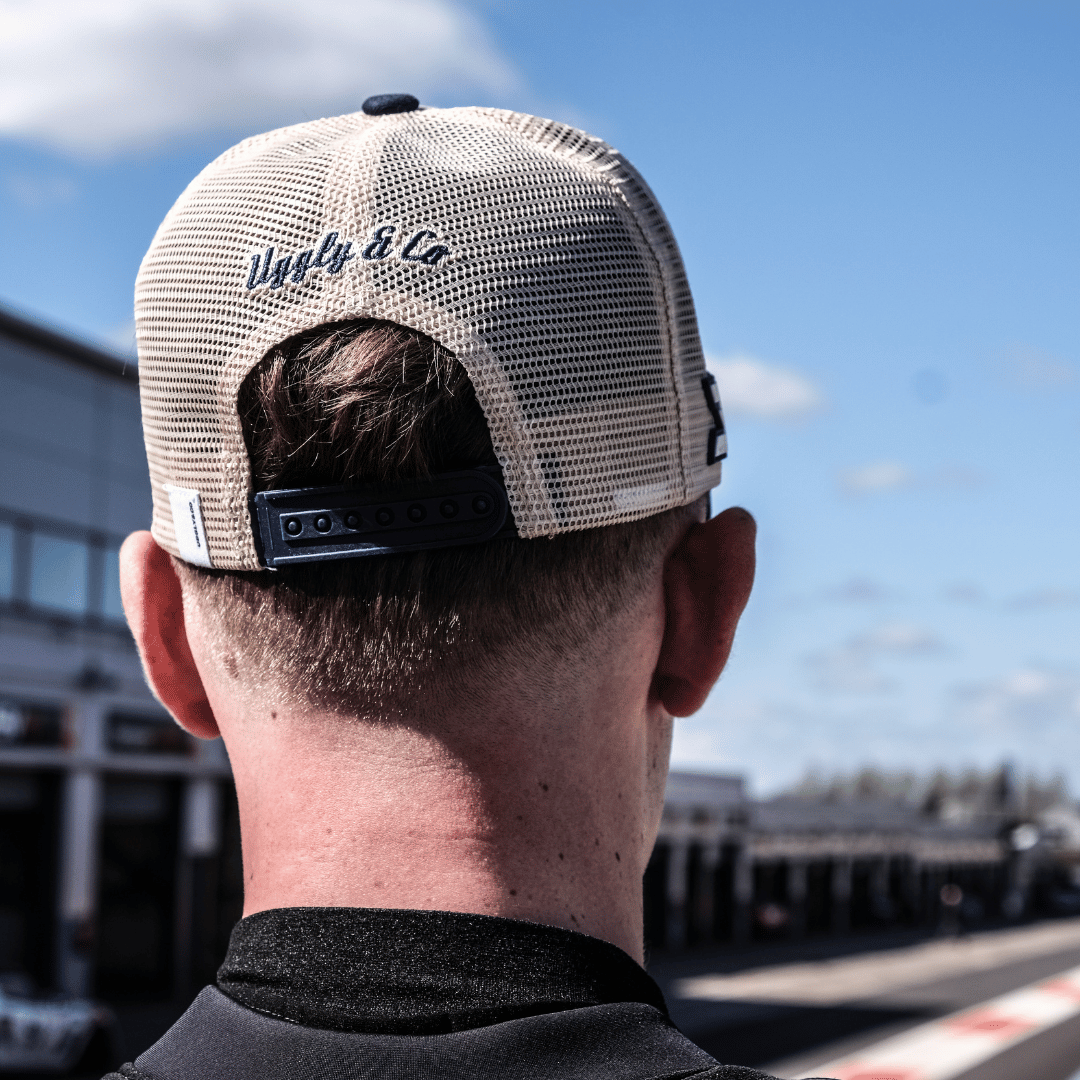 Uggly & Co Max Cook #30 Diamond Trucker Hat – Navy and Beige Vintage