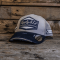 Uggly & Co Max Cook #30 Diamond Trucker Hat – Navy and Beige Vintage