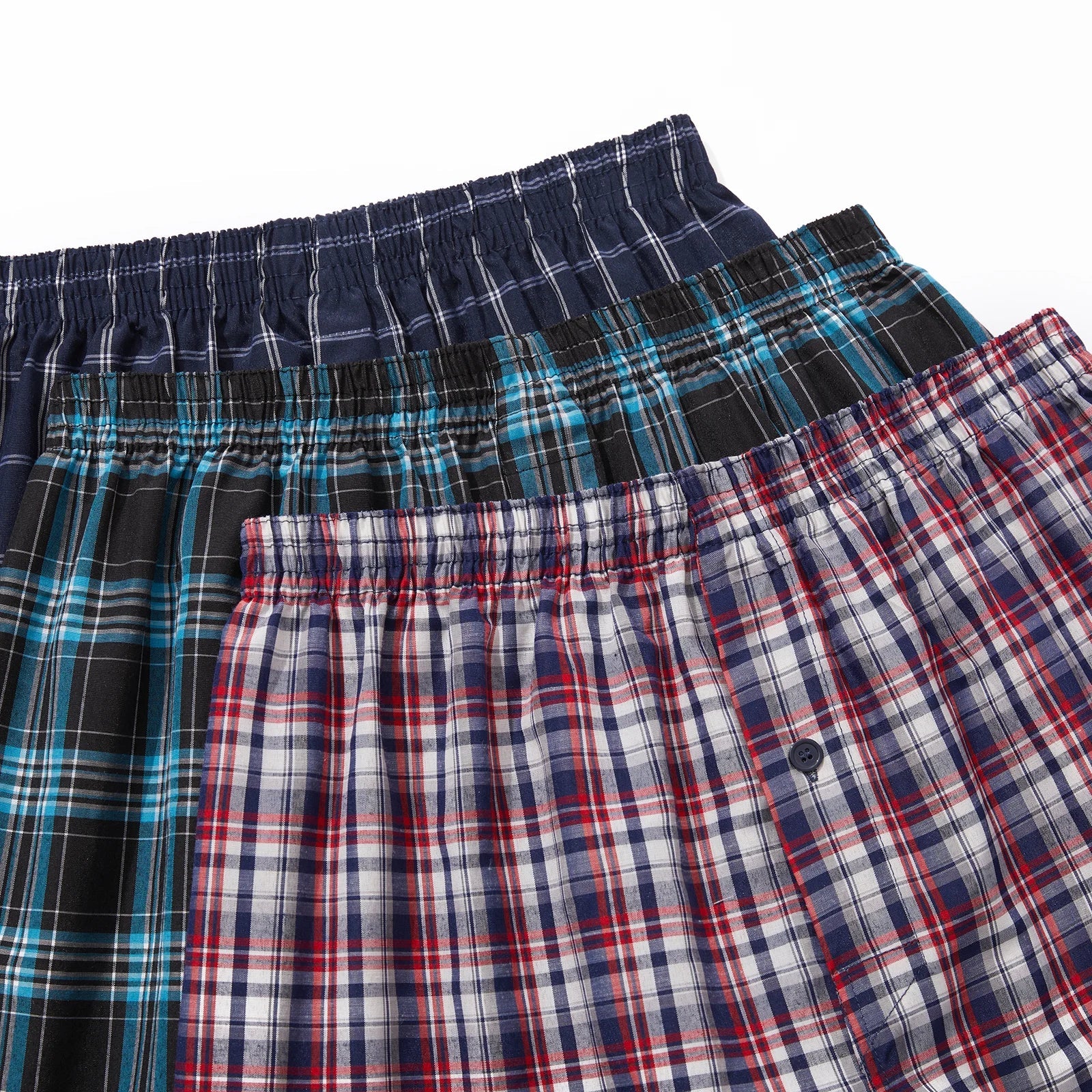 Men’s 10pcs Cotton Boxer Shorts – Plaid & Striped Underwear